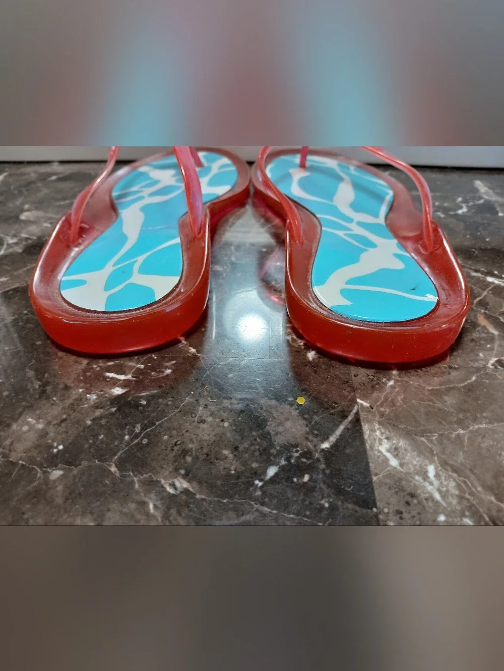 kate spade Pink Jelly Strap Sandals with Turquoise Patterned Footbed